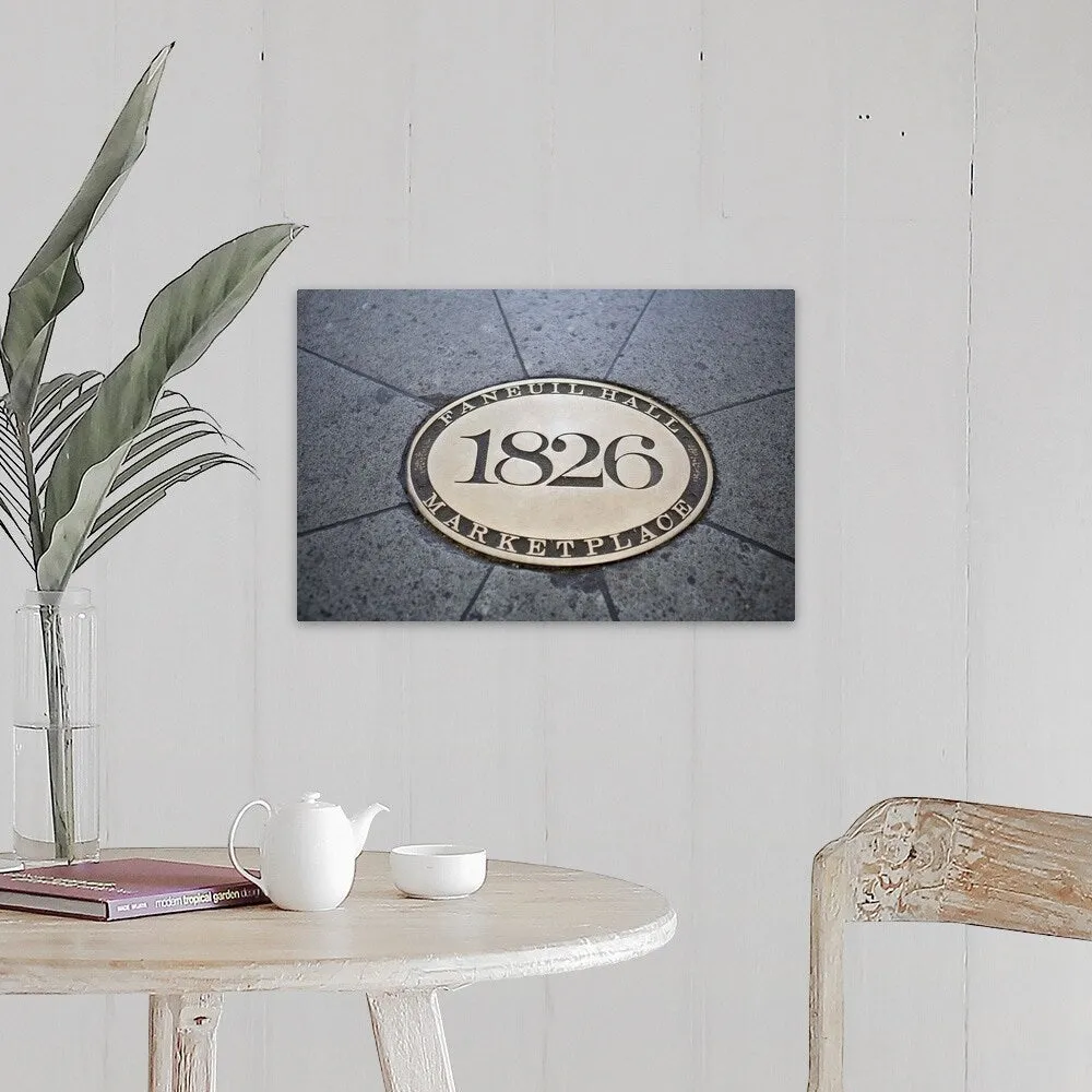 "1826 date stone, Faneuil Hall, Boston, Massachusetts" Canvas Wall Art