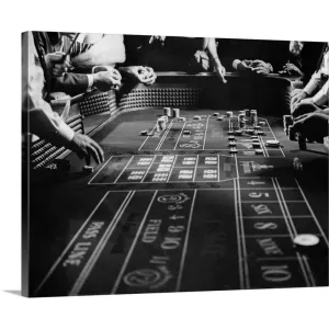 "1960's Four Anonymous Unidentified People Gambling Casino Craps" Canvas Wall Art