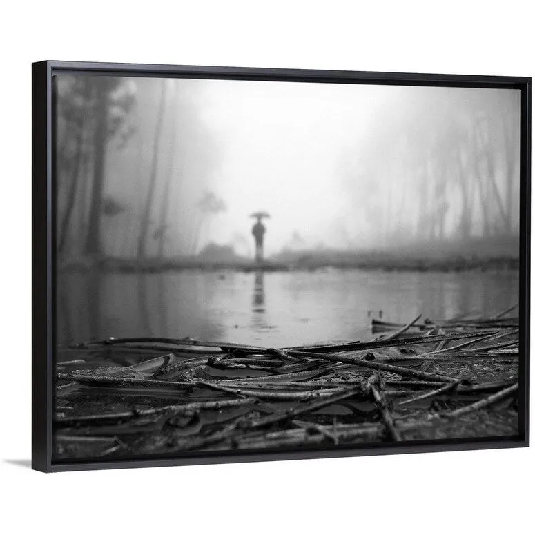 "Another rainy day and fog" Black Float Frame Canvas Art