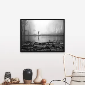 "Another rainy day and fog" Black Float Frame Canvas Art