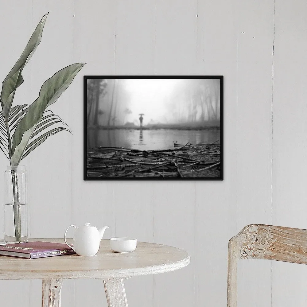 "Another rainy day and fog" Black Float Frame Canvas Art