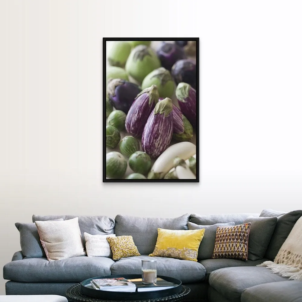 "Assorted Multicolored Eggplant" Black Float Frame Canvas Art