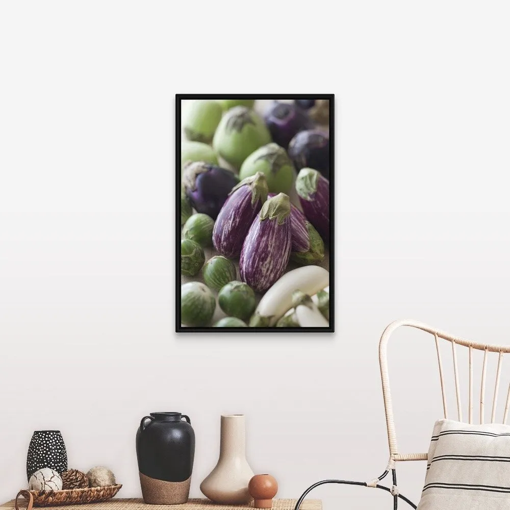 "Assorted Multicolored Eggplant" Black Float Frame Canvas Art