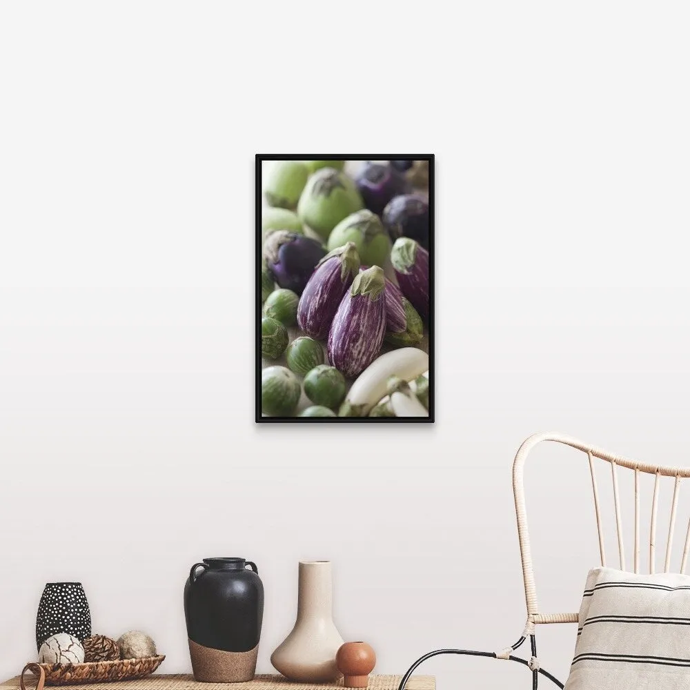 "Assorted Multicolored Eggplant" Black Float Frame Canvas Art