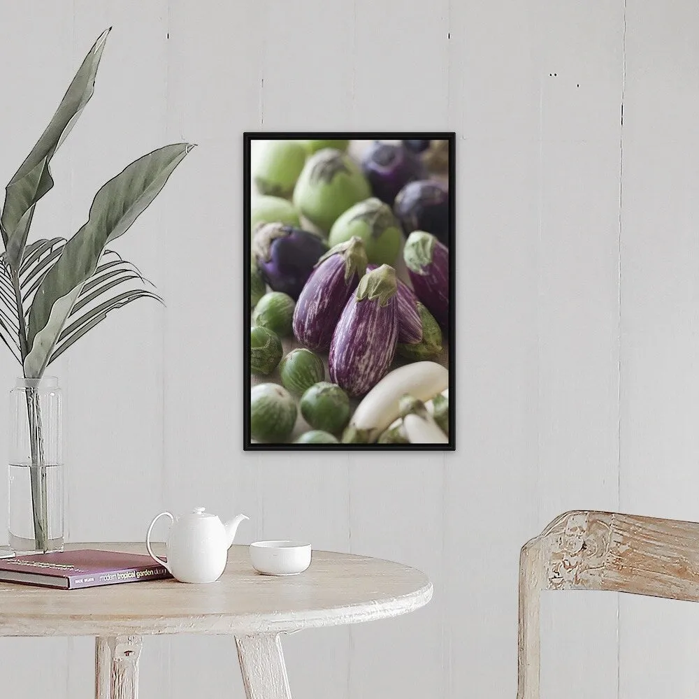 "Assorted Multicolored Eggplant" Black Float Frame Canvas Art