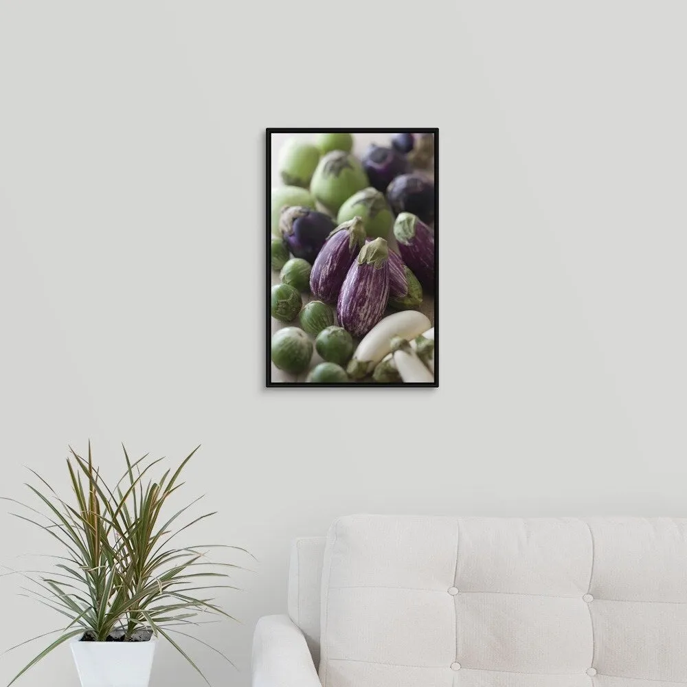 "Assorted Multicolored Eggplant" Black Float Frame Canvas Art