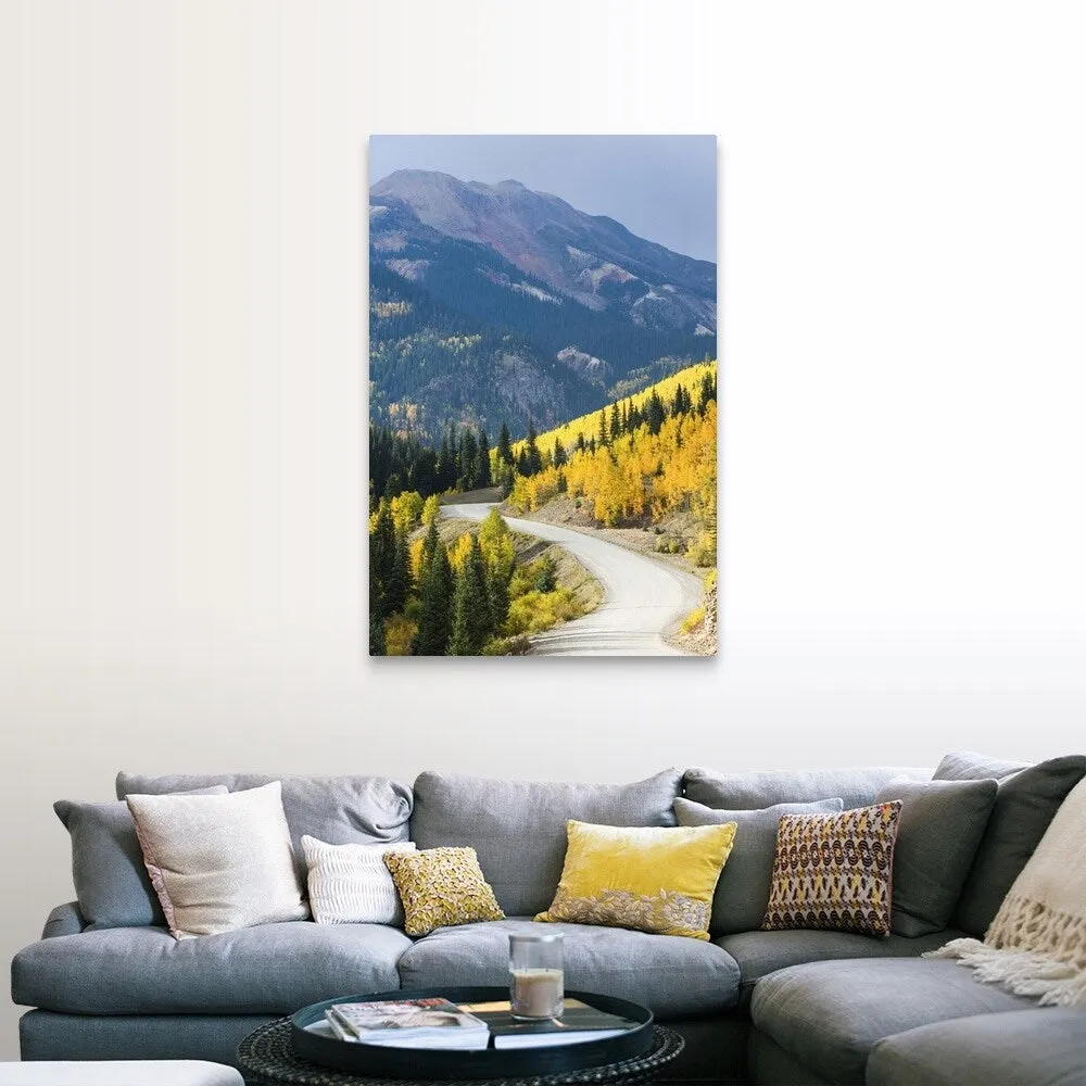 "Autumn storm, aspens, and road" Canvas Wall Art