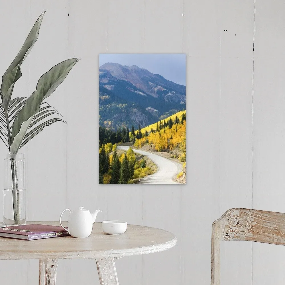 "Autumn storm, aspens, and road" Canvas Wall Art