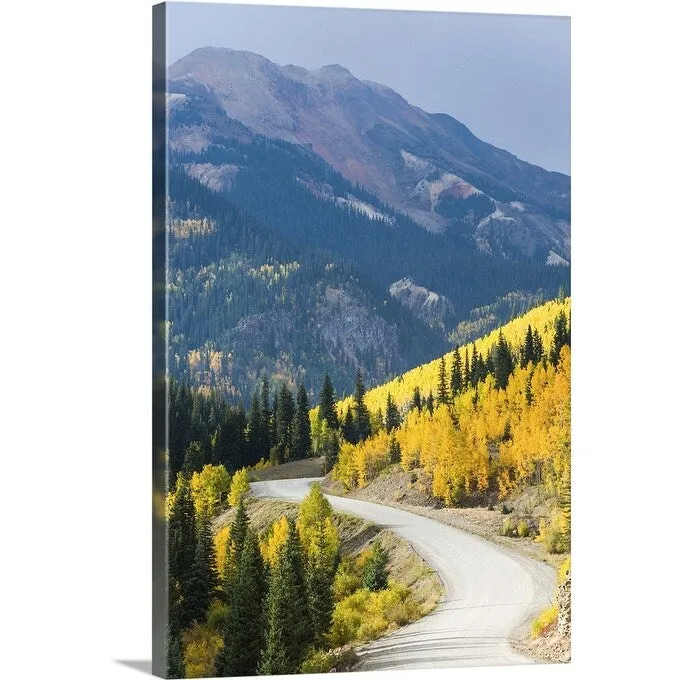 "Autumn storm, aspens, and road" Canvas Wall Art