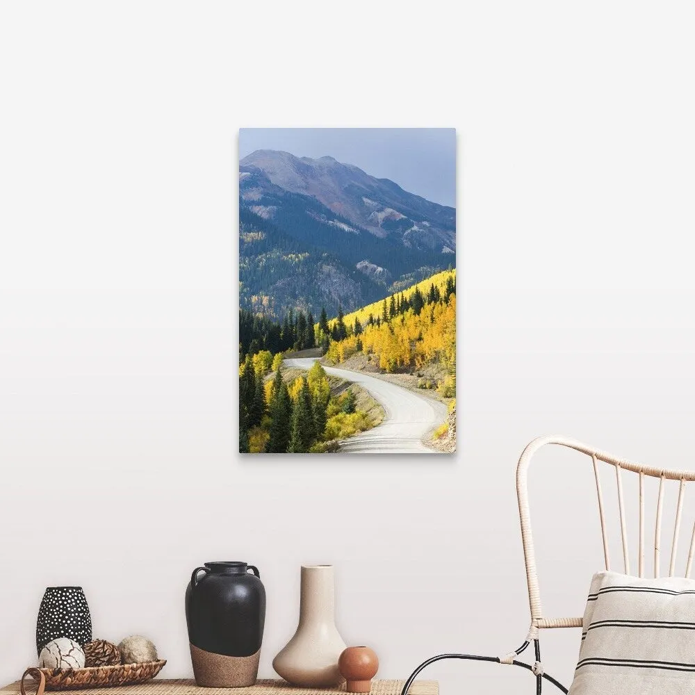 "Autumn storm, aspens, and road" Canvas Wall Art