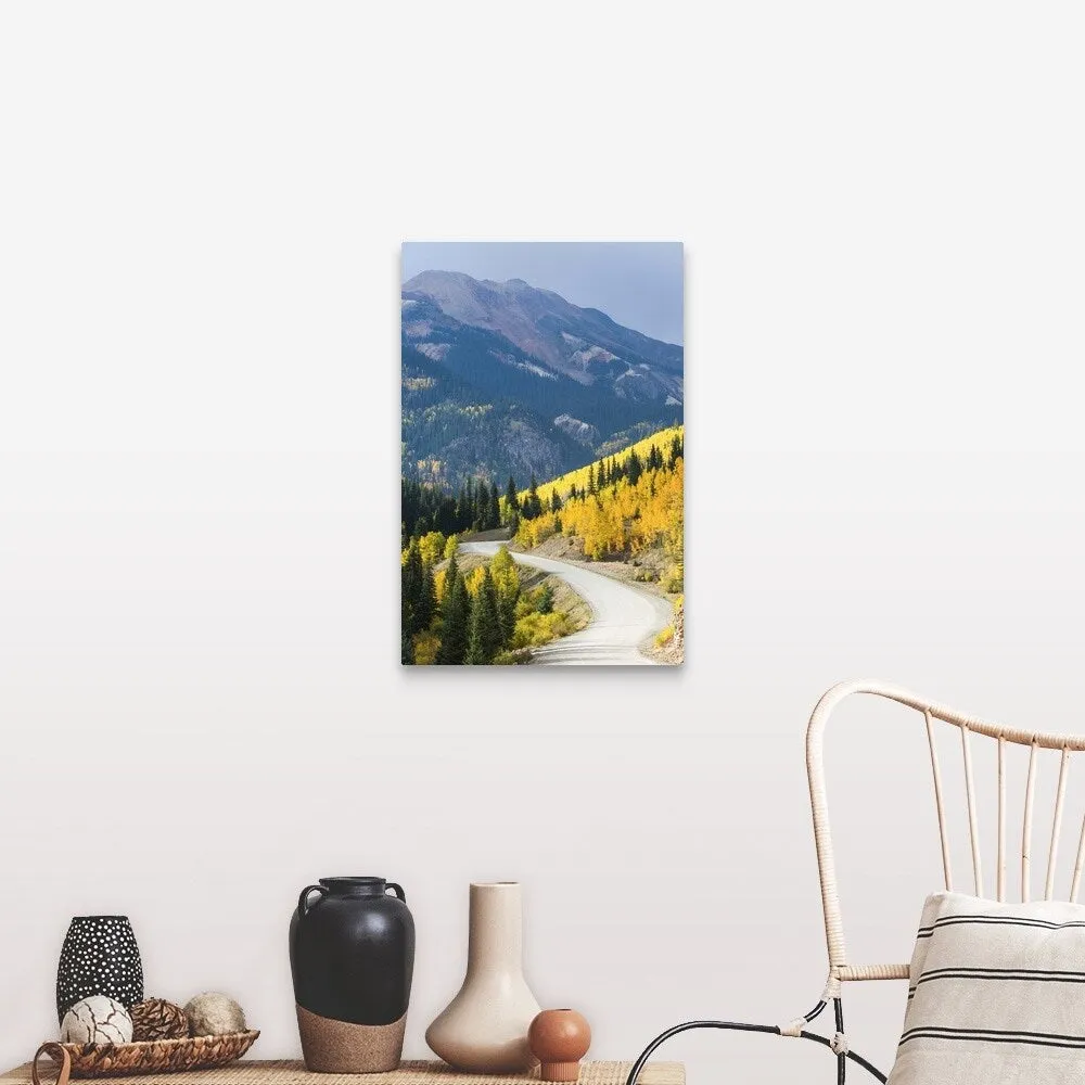 "Autumn storm, aspens, and road" Canvas Wall Art