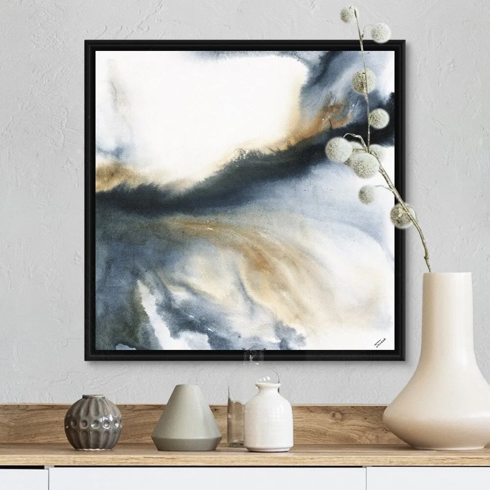 "Blue Rush I" Black Float Frame Canvas Art