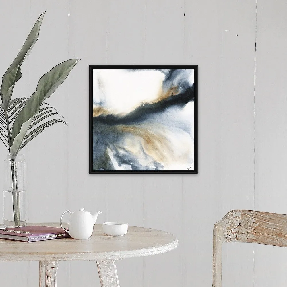 "Blue Rush I" Black Float Frame Canvas Art