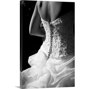 "Bride wearing white wedding dress." Canvas Wall Art