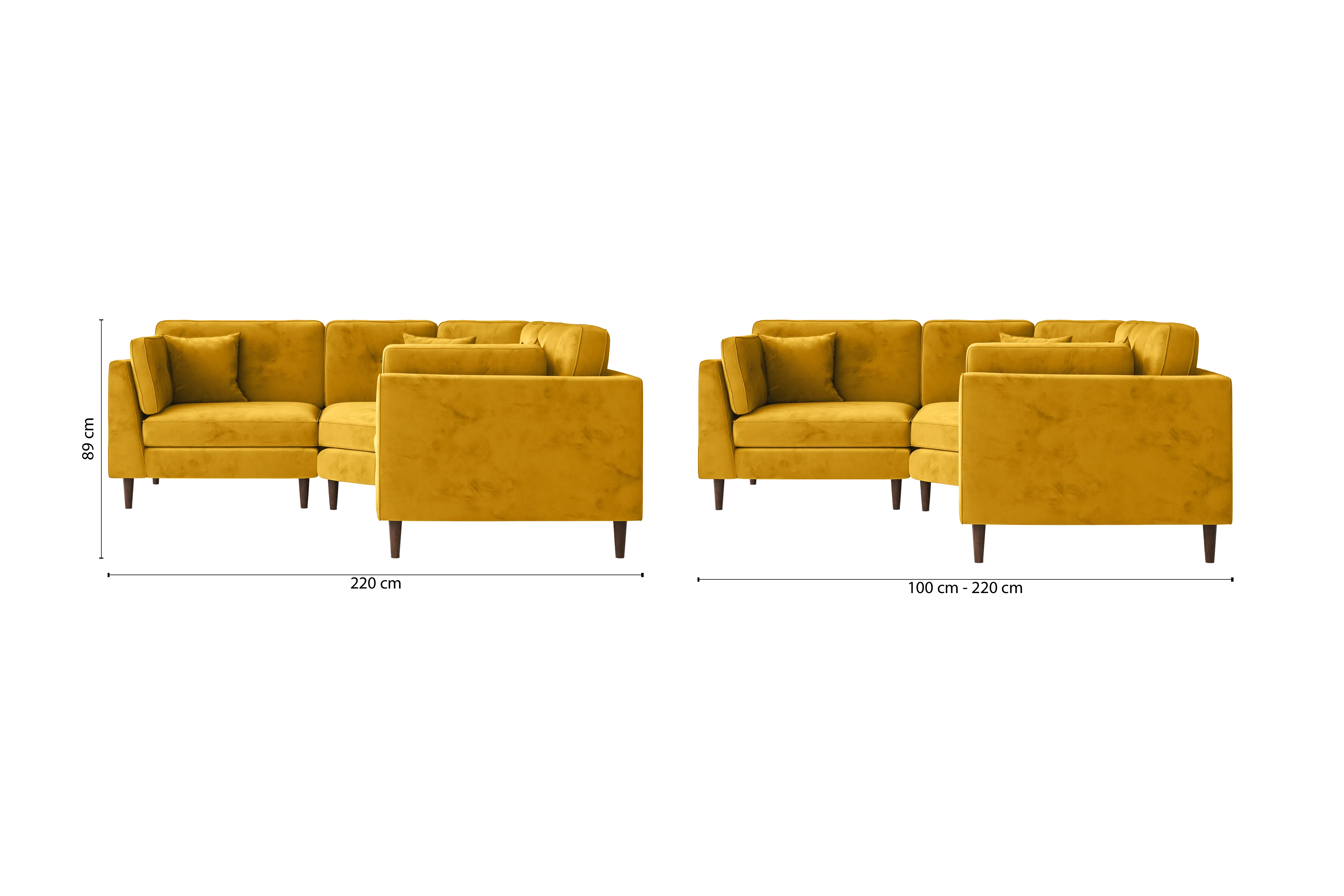 Ragusa 3 Seater Corner Sofa Yellow Velvet