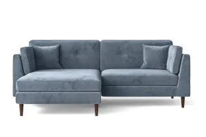 Ragusa 3 Seater Left Hand Facing Chaise Lounge Corner Sofa Baby Blue Velvet