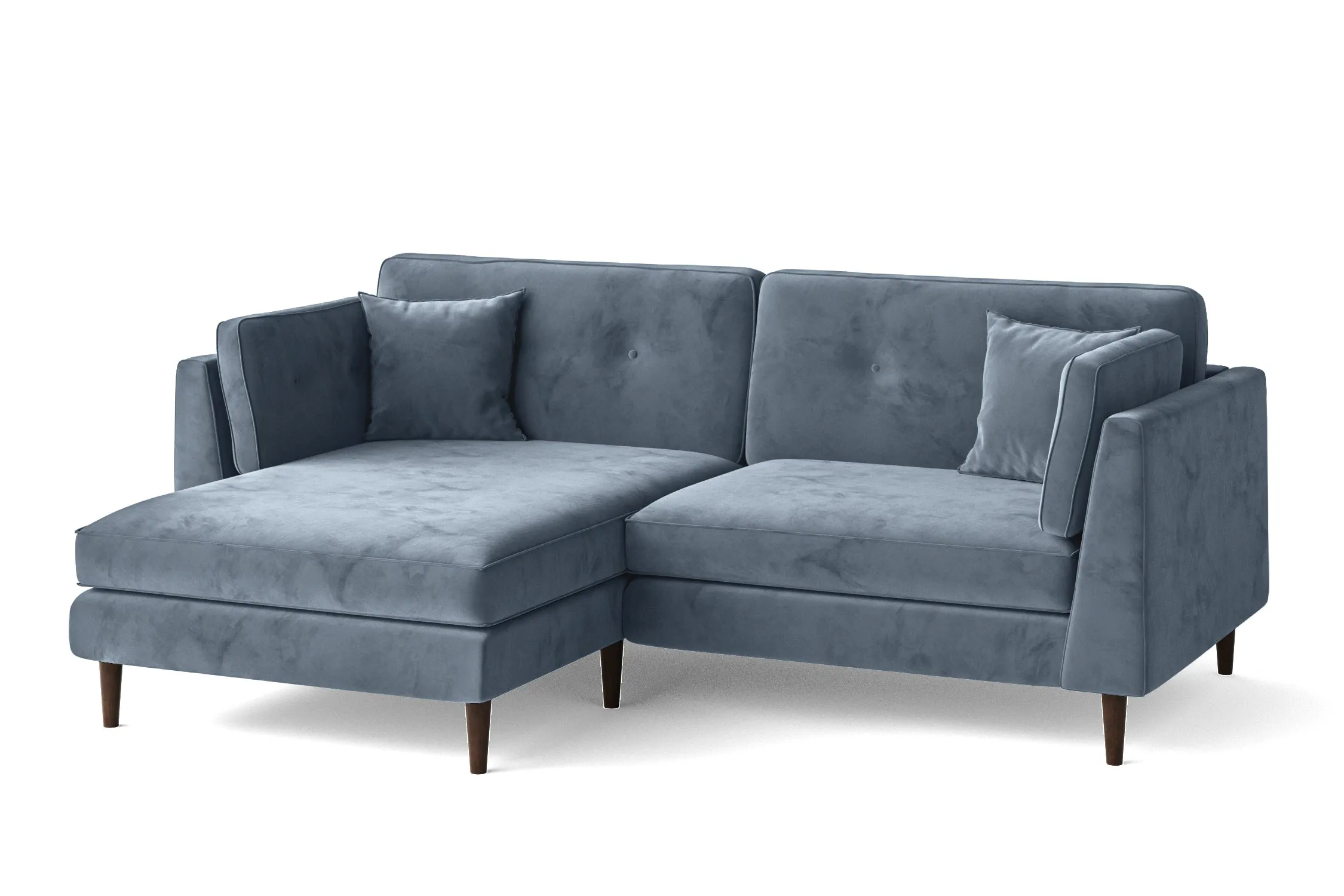 Ragusa 3 Seater Left Hand Facing Chaise Lounge Corner Sofa Baby Blue Velvet