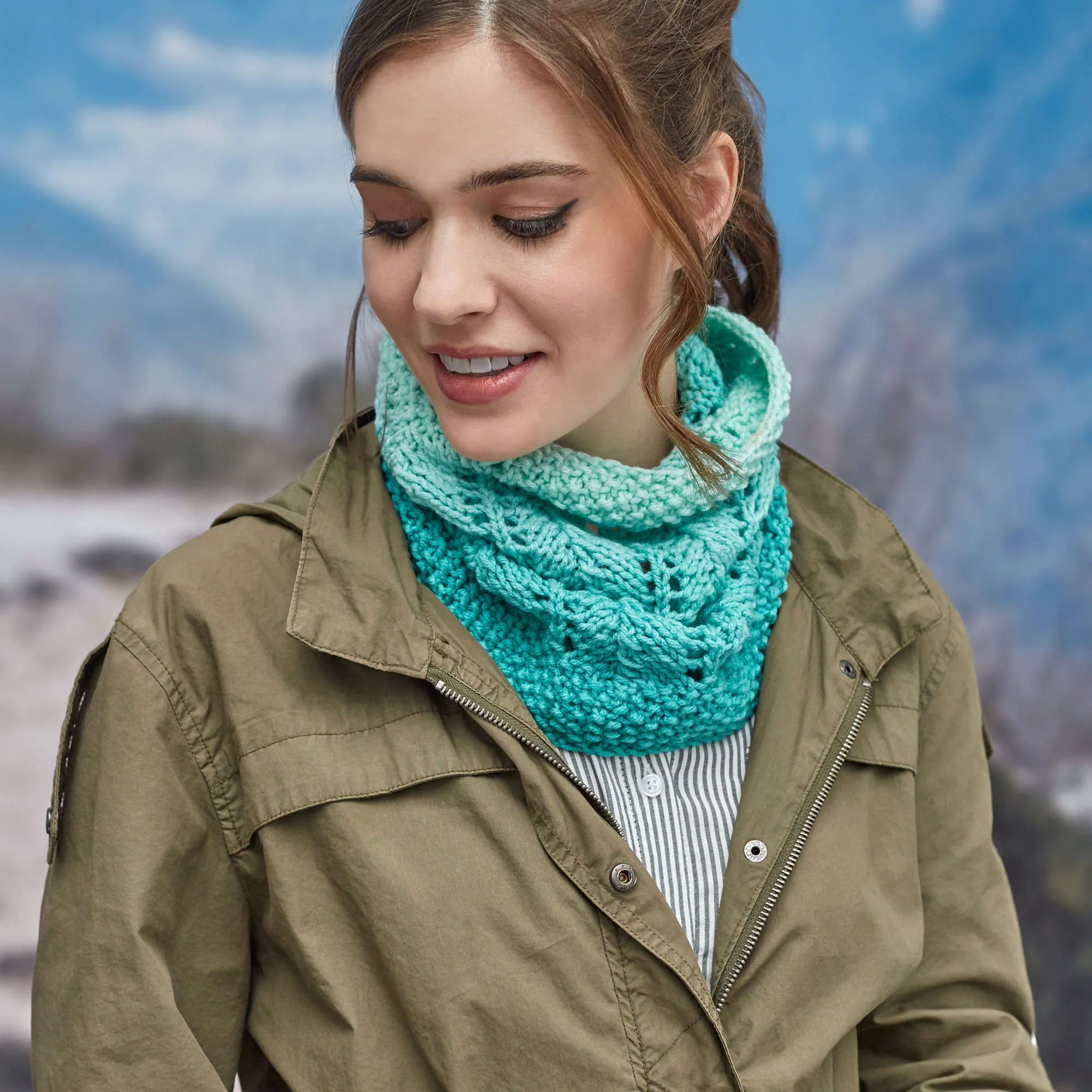 Red Heart Knit Cozy Lace Cowl