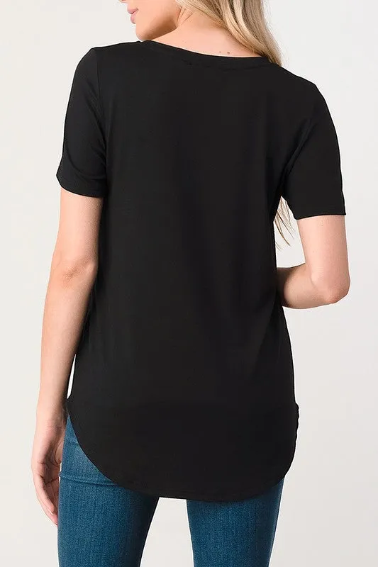 SHORT SLEEVE V-NECK TEE (BLACK)