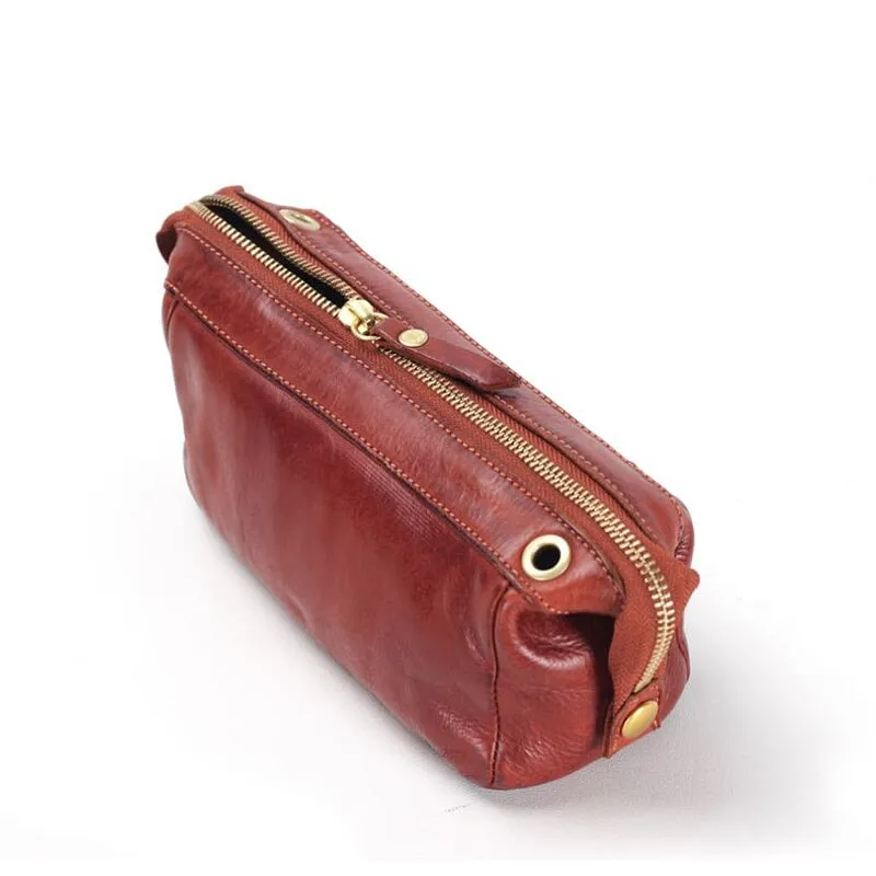 Simple Design Vegetable Tanned Leather Women's Crossbody Bag