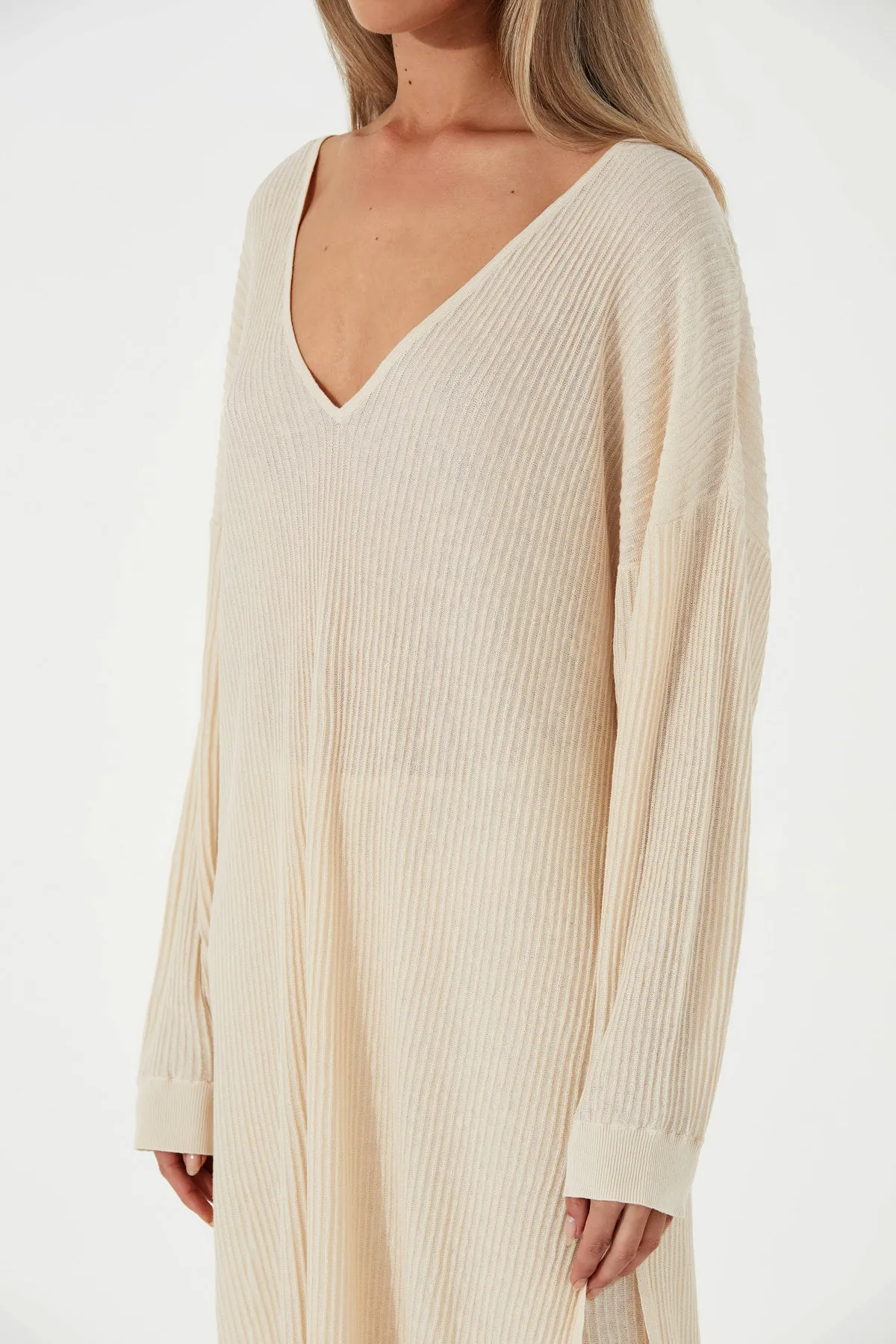 Stone Organic Linen Blend Knit Dress