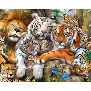 Tiger - 5D DIY Round Drill Diamond Painting (Canvas (Canvas 40x40cm/15.71x15.71in )/15.71x11.81in )