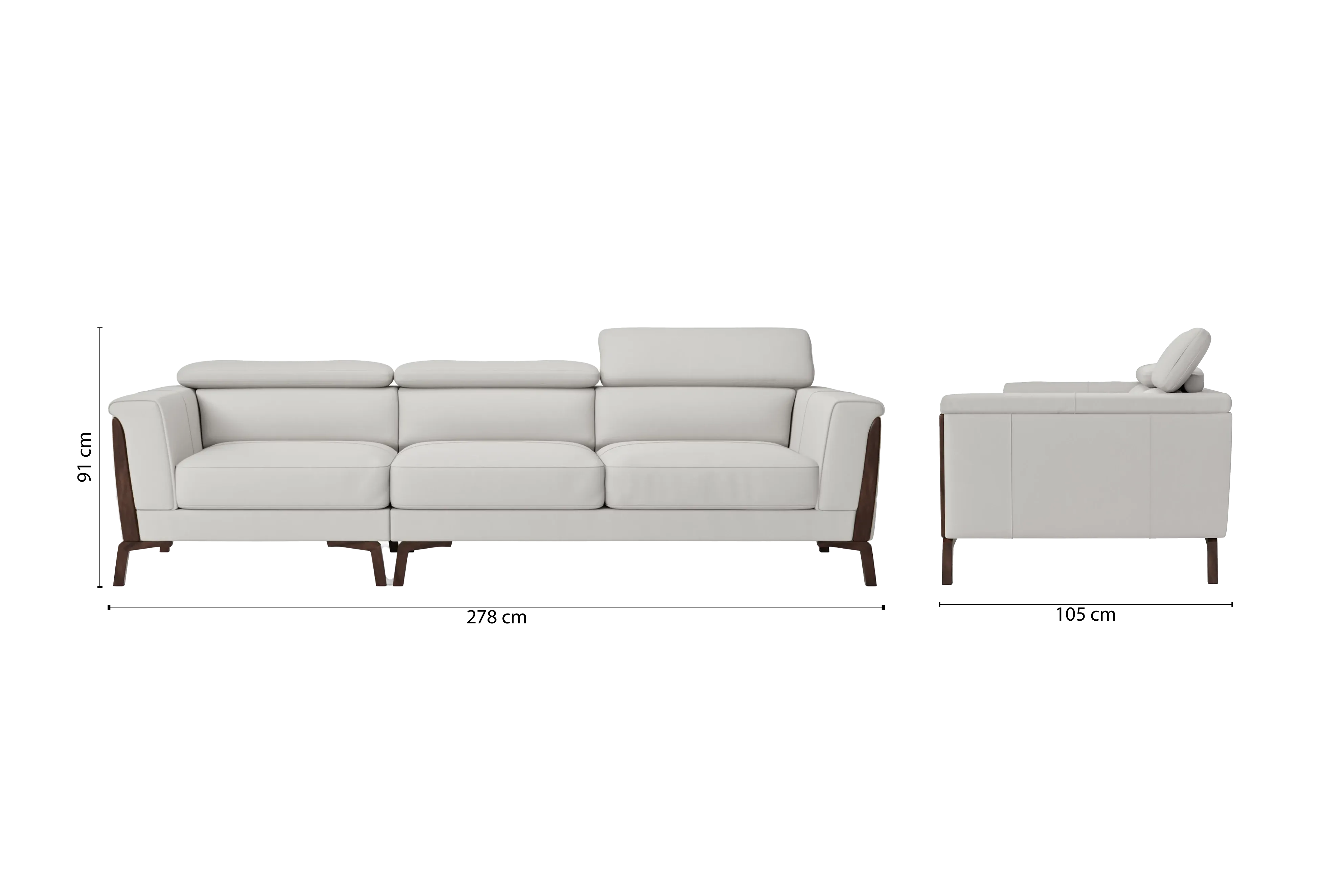 Turin 3 Seater Sofa White Leather