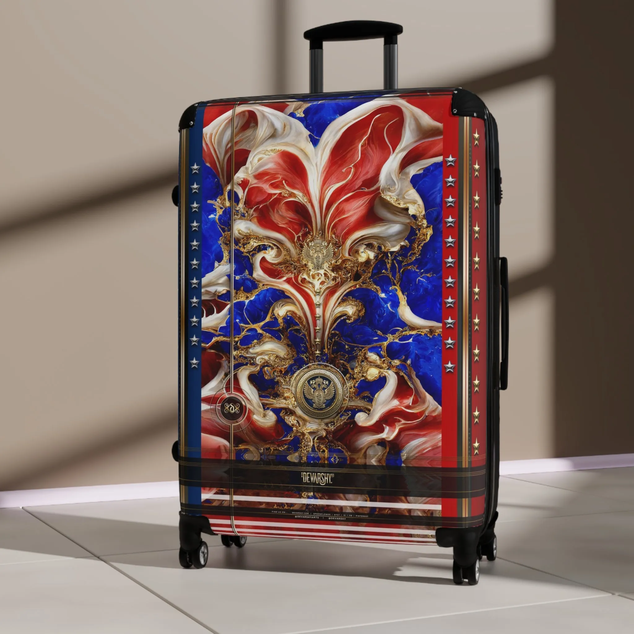 US Veteran Suitcase Carry-on Suitcase Red and Blue Luggage Hard Shell Suitcase in 3 Sizes | D20155