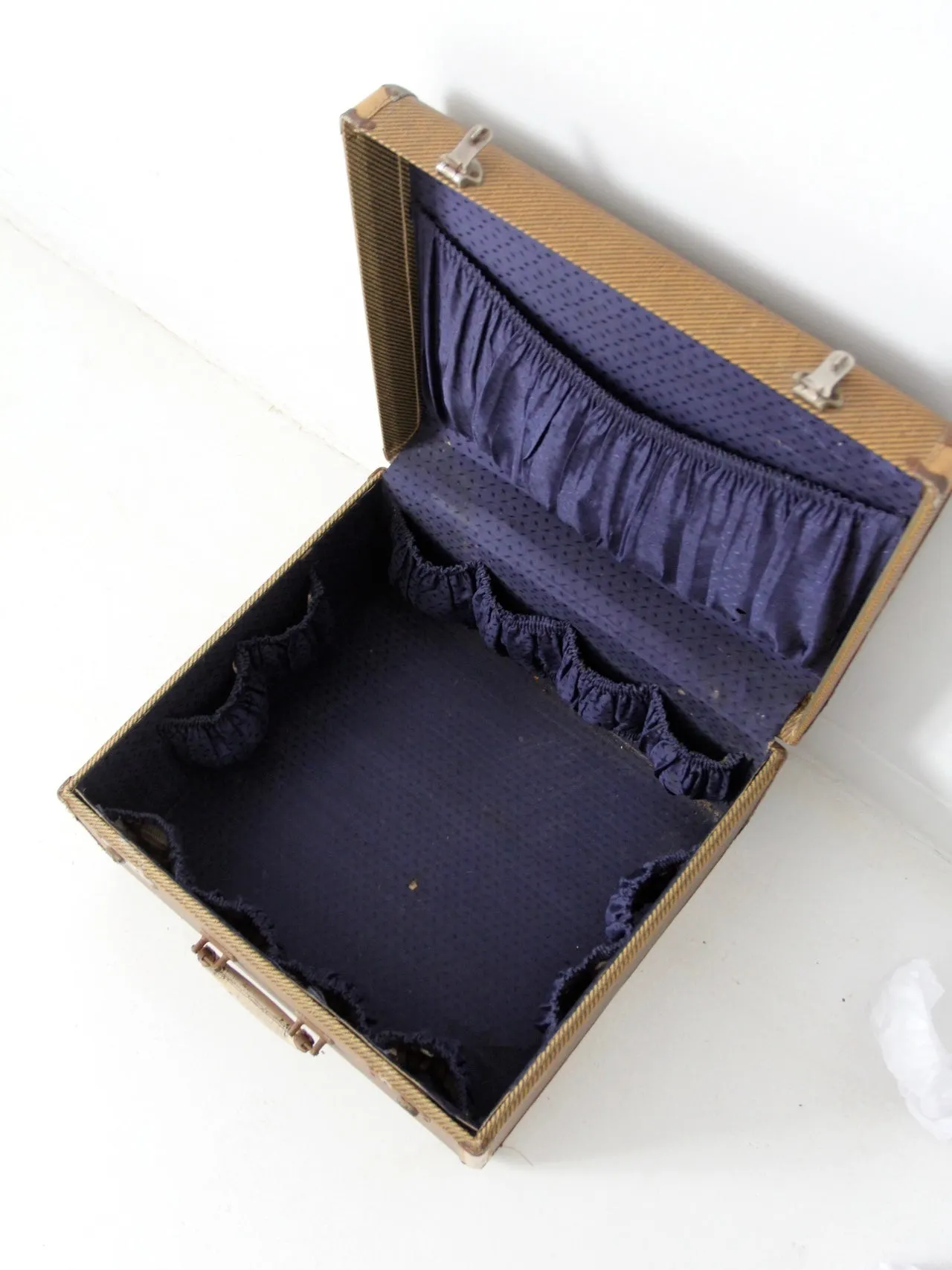 vintage square canvas suitcase