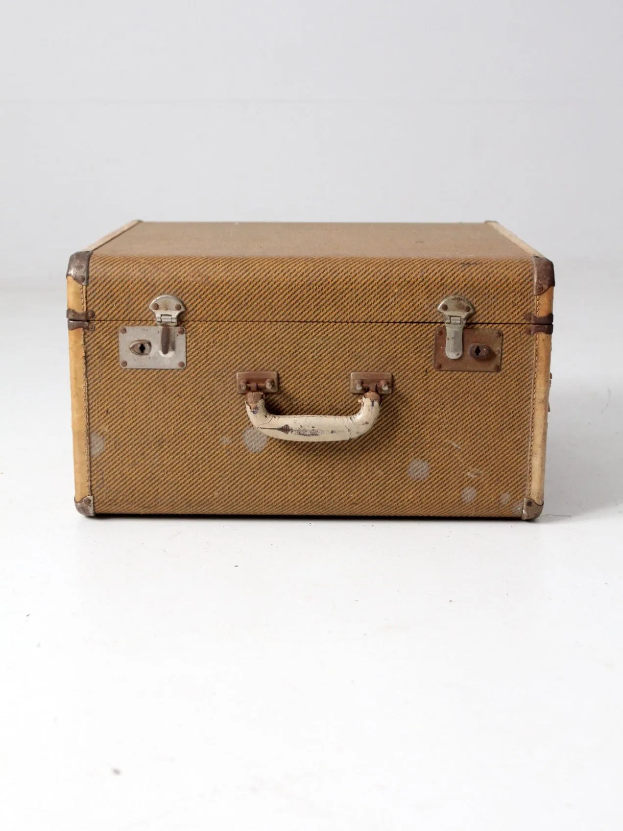 vintage square canvas suitcase