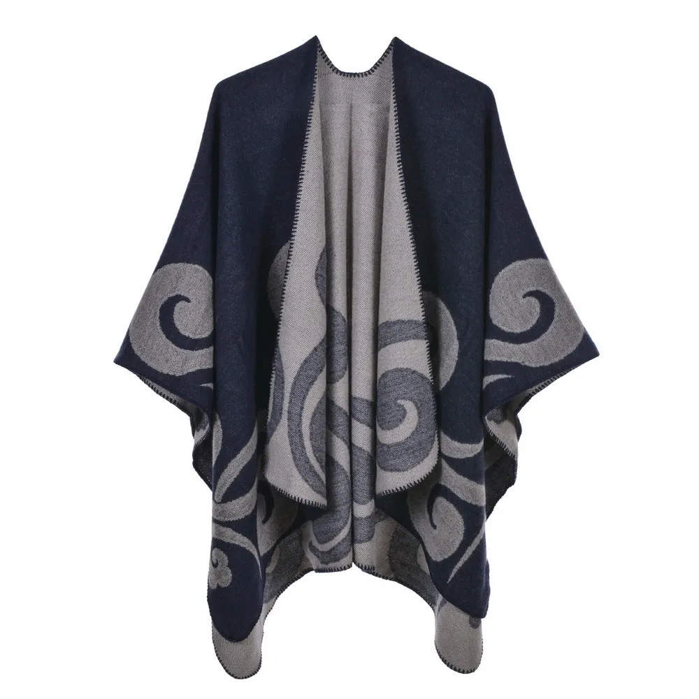 Women's Cape Cape Autumn and Winter Vintage Split Warm Cashmere Scarf Cape