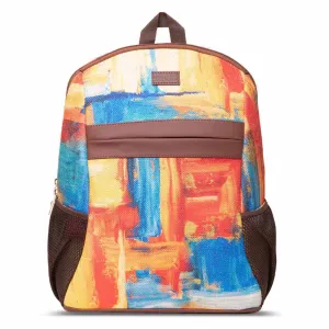 ZOUK Abstract Printed Women's Jute Handcrafted Vegan Leather Multicolor Classic Backpack