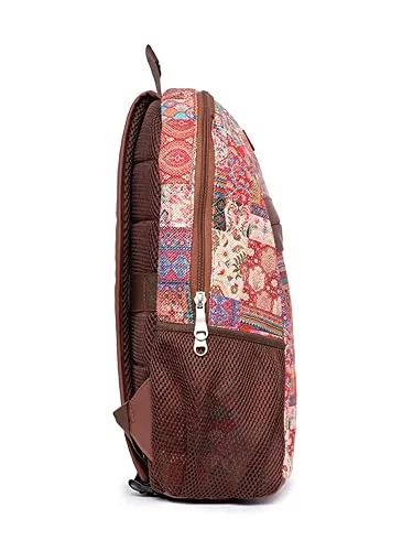 ZOUK Kutch Gamthi Abstract Printed Women's Jute Handcrafted Vegan Leather Multicolor Classic Backpack